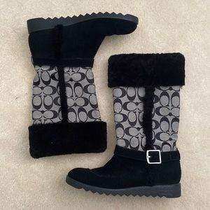 Coach Black monogram boots
